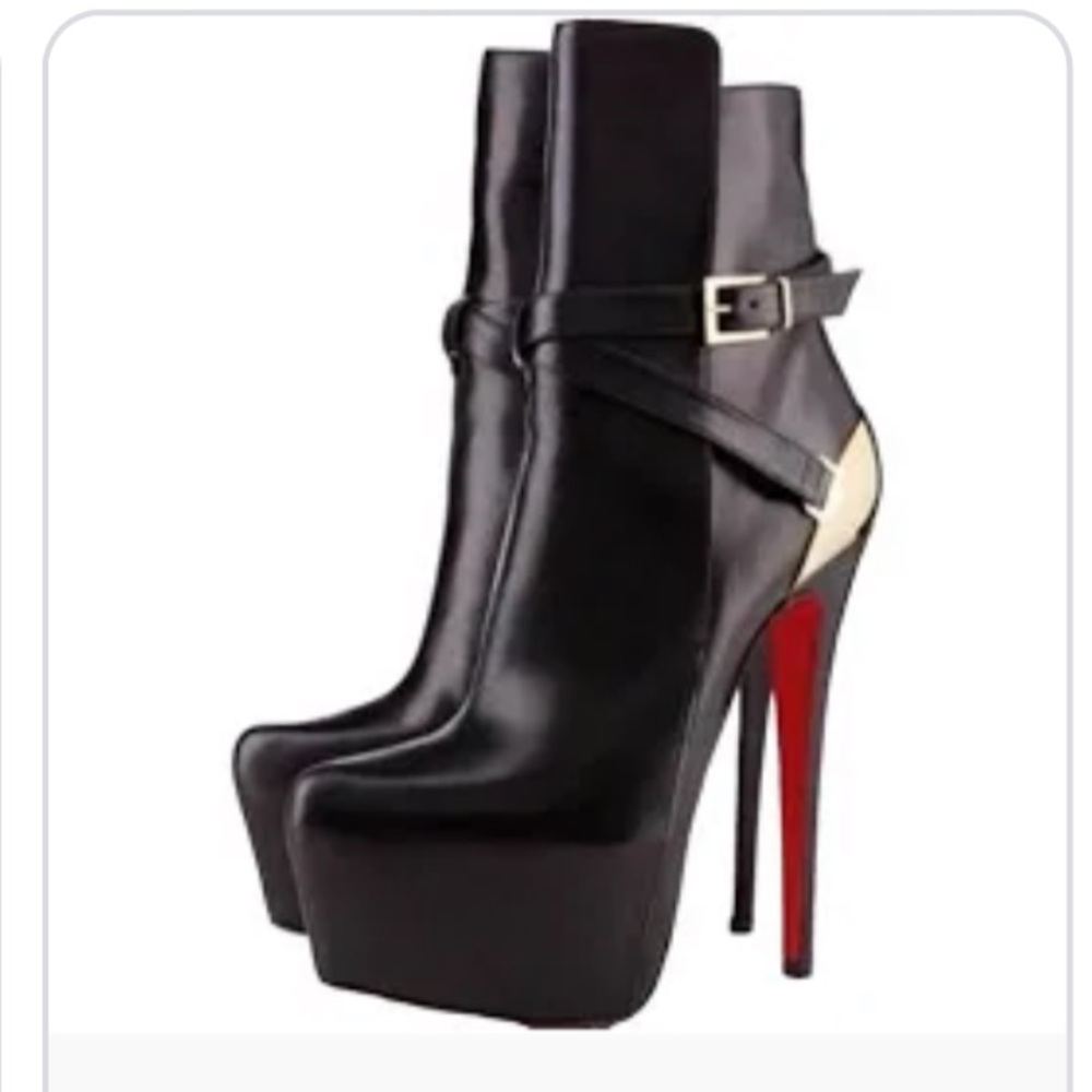 Christian Louboutin Black Suede 6 Inch Boots Size 38.5